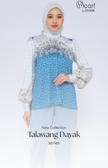 Blus Set Kerudung Motif Talawang Dayak