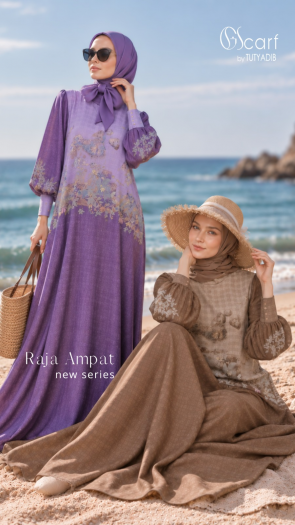 Dress Set Keudung Digital Printing Motif Raja Ampat Giscarf by TutyAdib