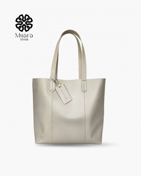 MUARA BAG - LEATHER - REBBECA TOTEBAG IVORY