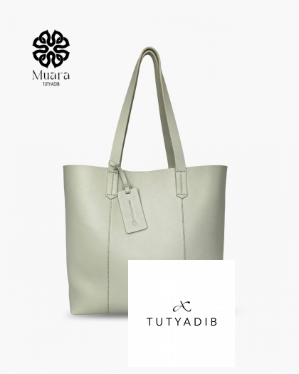 MUARA BAG - LEATHER - REBBECA TOTEBAG SAGE GREEN