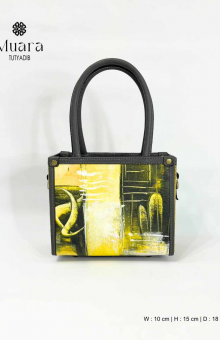 MUARA BAG - PAINTING ABSTRACT SERIES - MINI HANDBAG - GREY